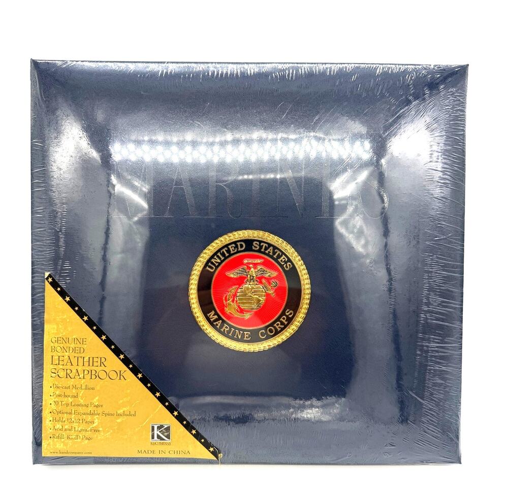 K & Company US Marines USMC Genuine Bonded Leather Scrapbook NIP Sealed